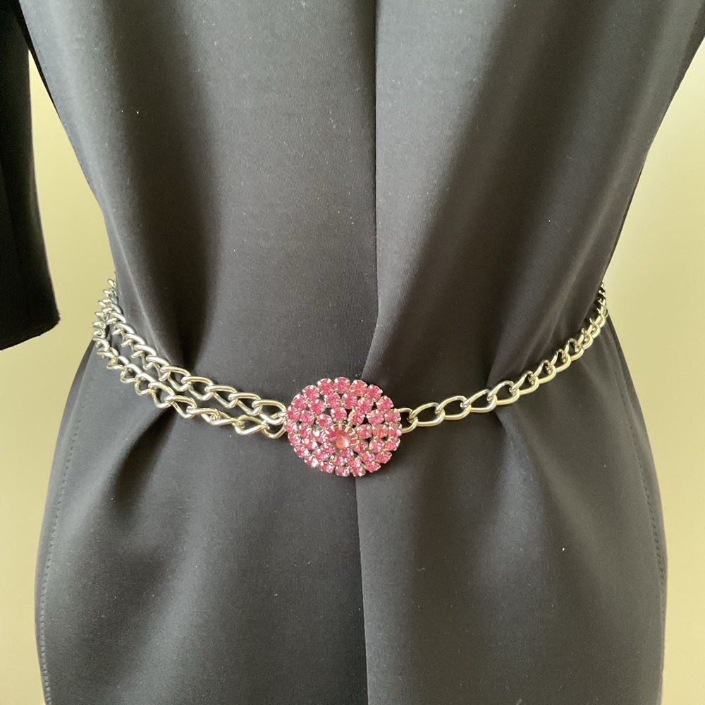 Pink and Silver Chain Belt